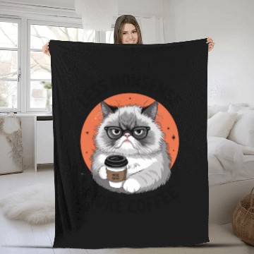Discover Grumpy Cat with Coffee Fleece Blankets