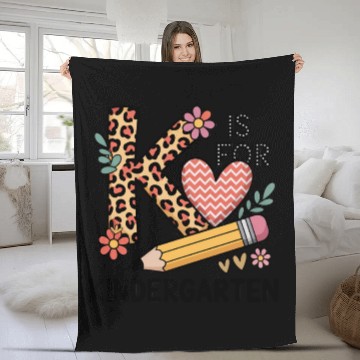 Discover K Is For Kindergarten Teacher Leopard First Day Fleece Blankets