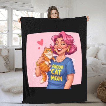 Discover Proud Cat Mom Style Fleece Blankets