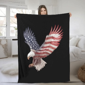 Discover Bald Eagle with the American Flag Forming Wings Fleece Blankets