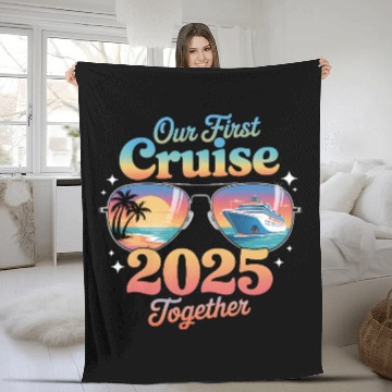 Discover First Cruise 2025 Sunset sunglasses Design Fleece Blankets