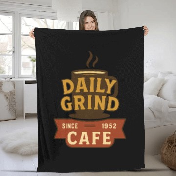 Discover Vintage Coffee Cup Daily Grind Fleece Blankets