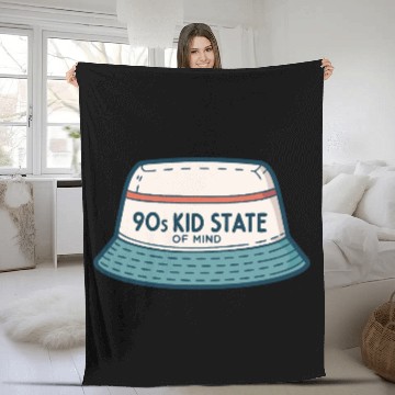Discover 90s Kid State Of Mind Bucket Hat Retro 90s Fleece Blankets
