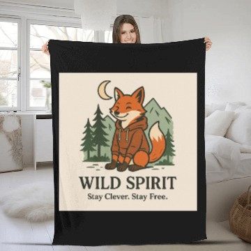 Discover Wild Spirit Fox Design Fleece Blankets