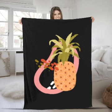 Discover summer time tropical fruit Realistic Pineapple Fleece Blankets