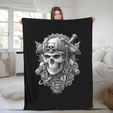 Discover Pirate Skull Fleece Blankets