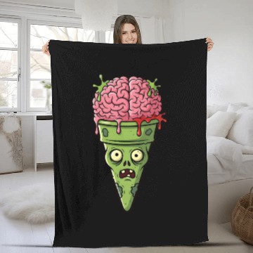 Discover Zombie Brain Ice Cream Cone - Creepy Halloween Des Fleece Blankets