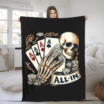 Discover Casino Cards Gambling Skeleton Hand Gothic Fleece Blankets