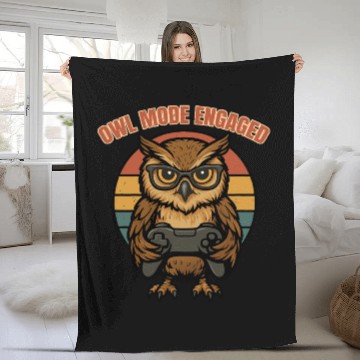 Discover Owl Mode Engaged Gamer Owl Fleece Blankets