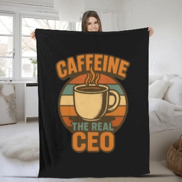 Discover Caffeine CEO Motivational Coffee Design Fleece Blankets