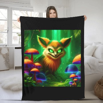 Discover Demon Fox in Enchanted Forest – Fantasy Creature Fleece Blankets