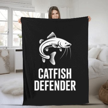 Discover Catfish Defender design for anglers and fish lover Fleece Blankets
