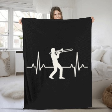 Discover Trombone Heartbeat – Musician Brass Band Design Fleece Blankets