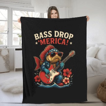 Discover Bass Drop 'Merica! Fishing Fleece Blankets