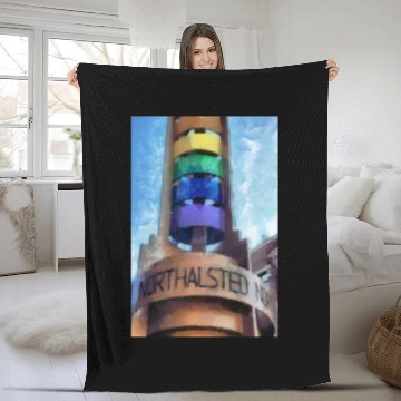 Discover Legacy LGBTQ Rainbow Pylon Chicago Landmark Art Fleece Blankets
