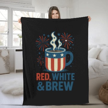 Discover Red White Brew Patriotic Coffee Mug USA Funny Fleece Blankets