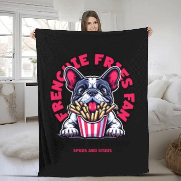 Discover Frenchie Fries Fan Fleece Blankets
