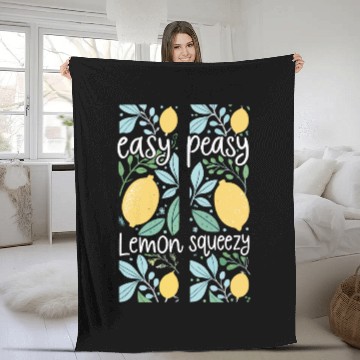 Discover Easy Peasy Lemon Squeezy Cute Lemon Art Fleece Blankets