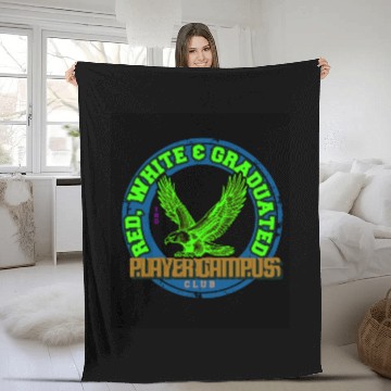 Discover flying hawk emblem Fleece Blankets