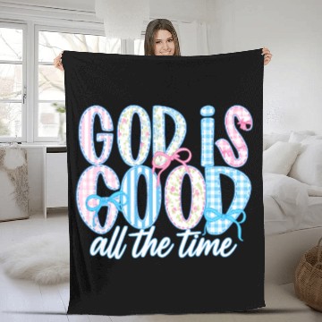 Discover God Is Good All The Time Preppy Boho Christian Fleece Blankets