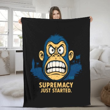 Discover Angry ape cartoon with bold supremacy quote Fleece Blankets