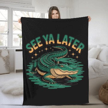 Discover See Ya Later Alligator Retro Gator Joke Fleece Blankets