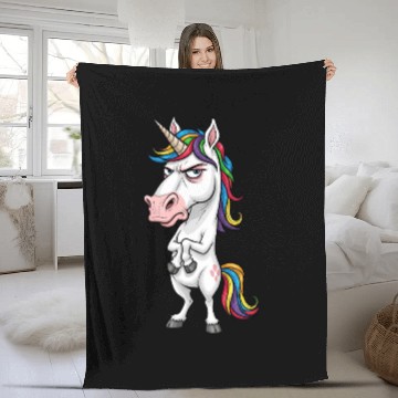 Discover Moody Rainbow Unicorn: Not Today! Fleece Blankets