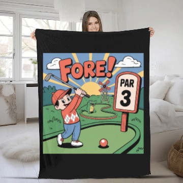 Discover Mini Golf Retro Cartoon on Champion Unisex Fleece Blankets