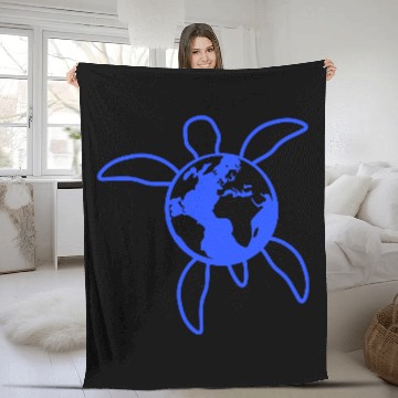 Discover Water turtle earth globe planet logo symbol cool Fleece Blankets