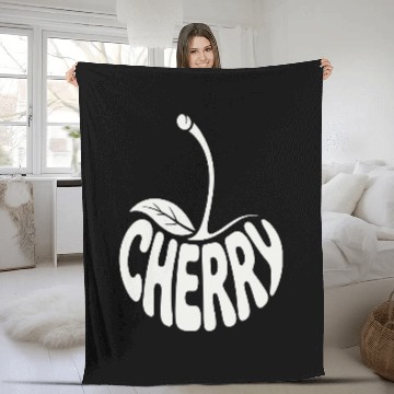 Discover Sweet Cherry Word Art Fleece Blankets