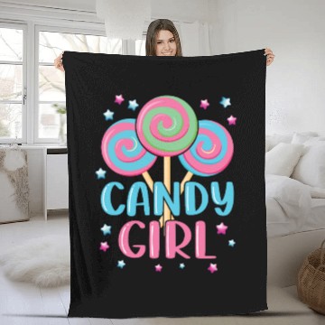 Discover Cute Lollipop Candy Girl Design 01 Fleece Blankets