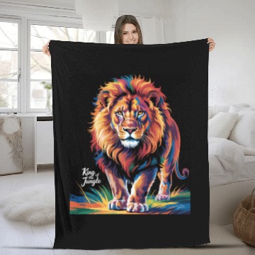 Discover Pride and Power – Majestic Rainbow Lion Head Fleece Blankets