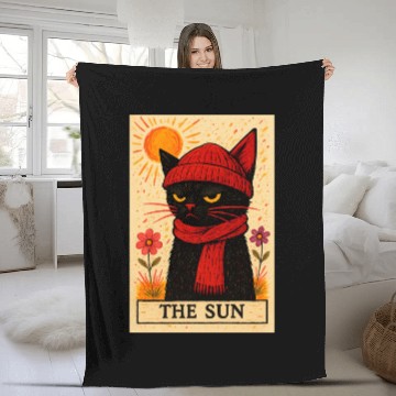 Discover Grumpy Cat Tarot Card The Sun Fleece Blankets