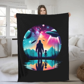 Discover Alien and Bigfoot UFO Fleece Blankets