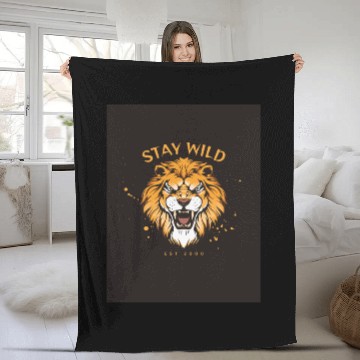 Discover Orange Illustrative Stay Wild Fleece Blankets