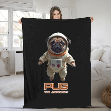 Discover Pug the Astronaut Fleece Blankets