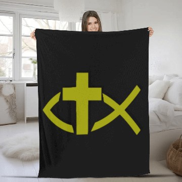Discover Jesus Fish Symbol Christian Fleece Blankets