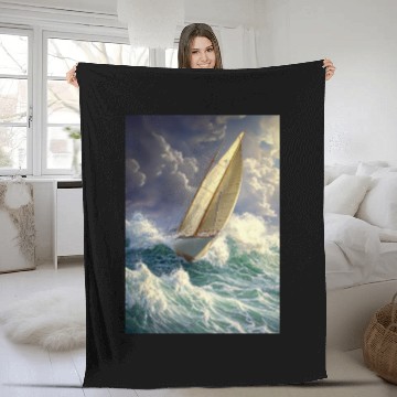 Discover Wild Sailing Through the Storm Fleece Blankets