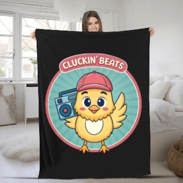 Discover Cluckin Beats Chicken Hip Hop Retro 90s. Fleece Blankets