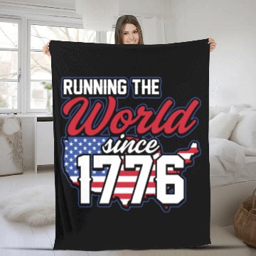 Discover Running the World since 1776 - USA Patriot Design Fleece Blankets