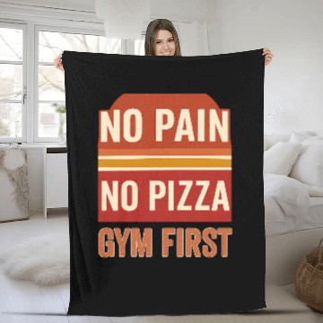 Discover No Pain No Pizza Funny Gym Motivation Fleece Blankets for