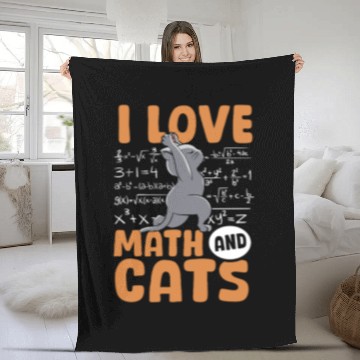 Discover I Love Math Cats Cat Lover Science Teacher Student Fleece Blankets