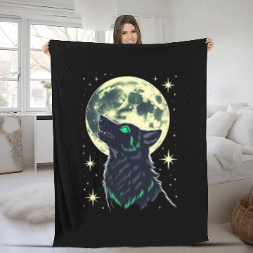 Discover Celestial Howl – Mystical Wolf Under Moonlight Fleece Blankets