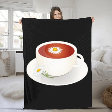 Discover Chamomile tea motif with blossom in an elegant cup Fleece Blankets