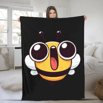 Discover Euphoric bee meme cartoon face joy insect Fleece Blankets