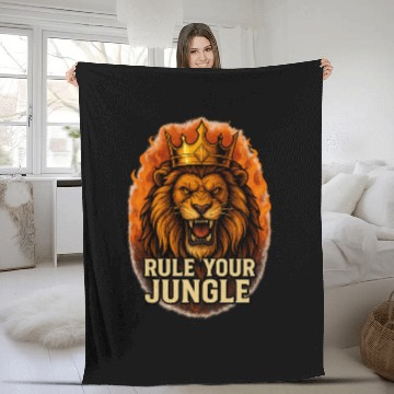 Discover Fierce Lion King Blazing Mane Art Fleece Blankets