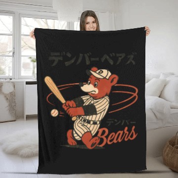 Discover Vinage Japanese Denver Bears Baseball Minor Team Fleece Blankets
