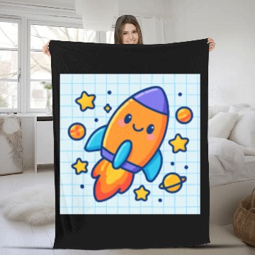 Discover Space rocket Fleece Blankets