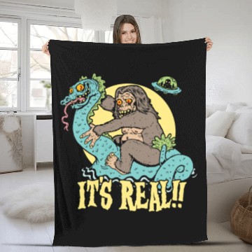 Discover Bigfoot Rides Nessie UFO Cryptid Monster Mayhem Fleece Blankets