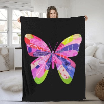 Discover Butterfly design unique collage bug art garden Fleece Blankets